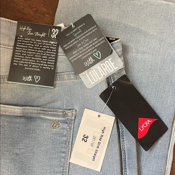NWT LuLaRoe jeans, high rise slim straight size 32 - Picture 2 of 6